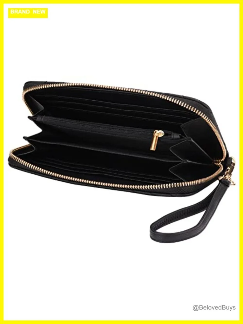 Vegan Leather Triple Compartment Wristlet Wallet with Removable Strap